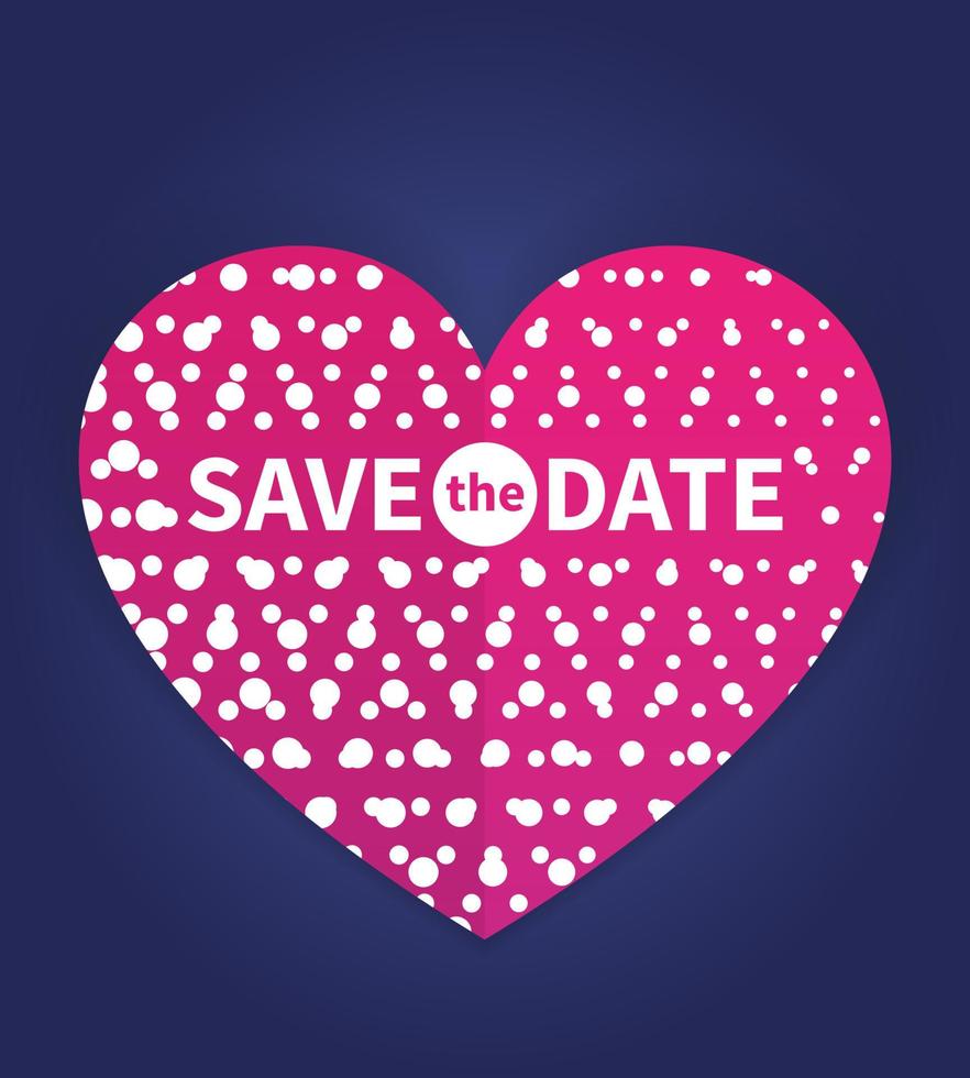 bewaar de datumkaartsjabloon, huwelijksuitnodiging met tekst op het hart vector