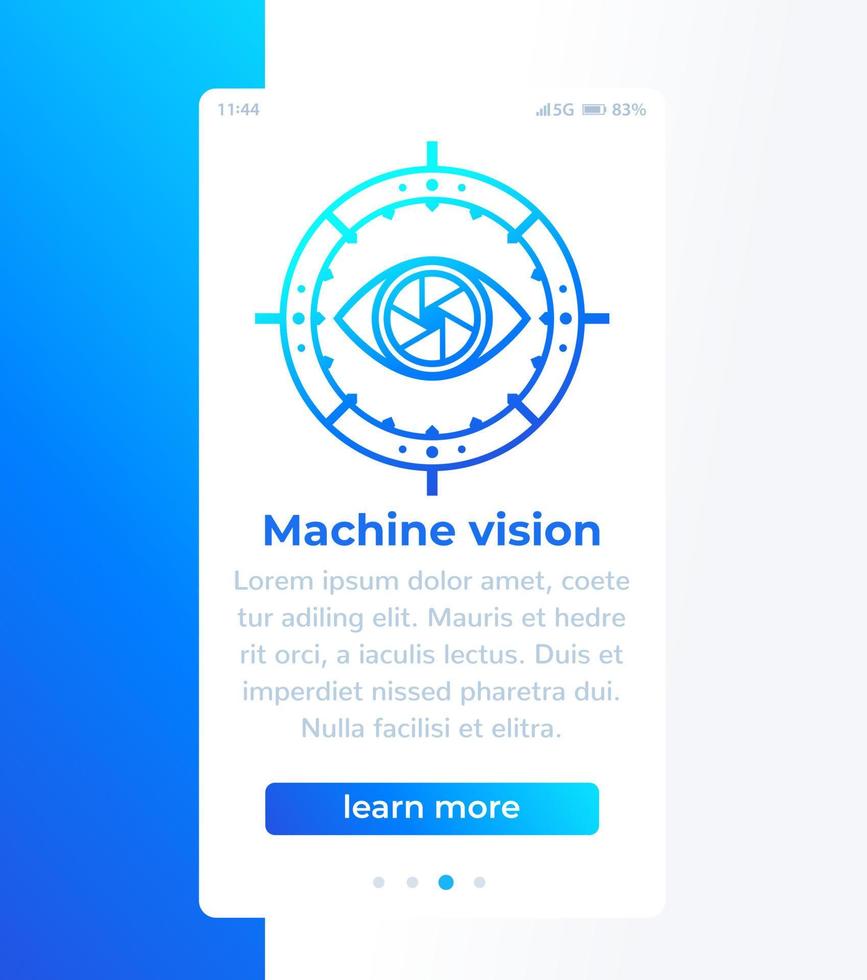 machine vision mobiele banner met pictogram vector