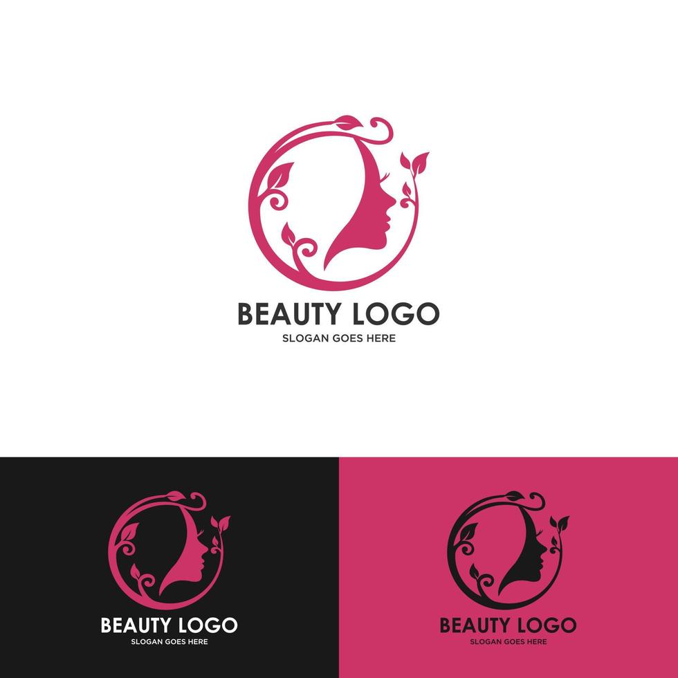 schoonheid vrouw kapsalon logo ontwerp op de achtergrond vector