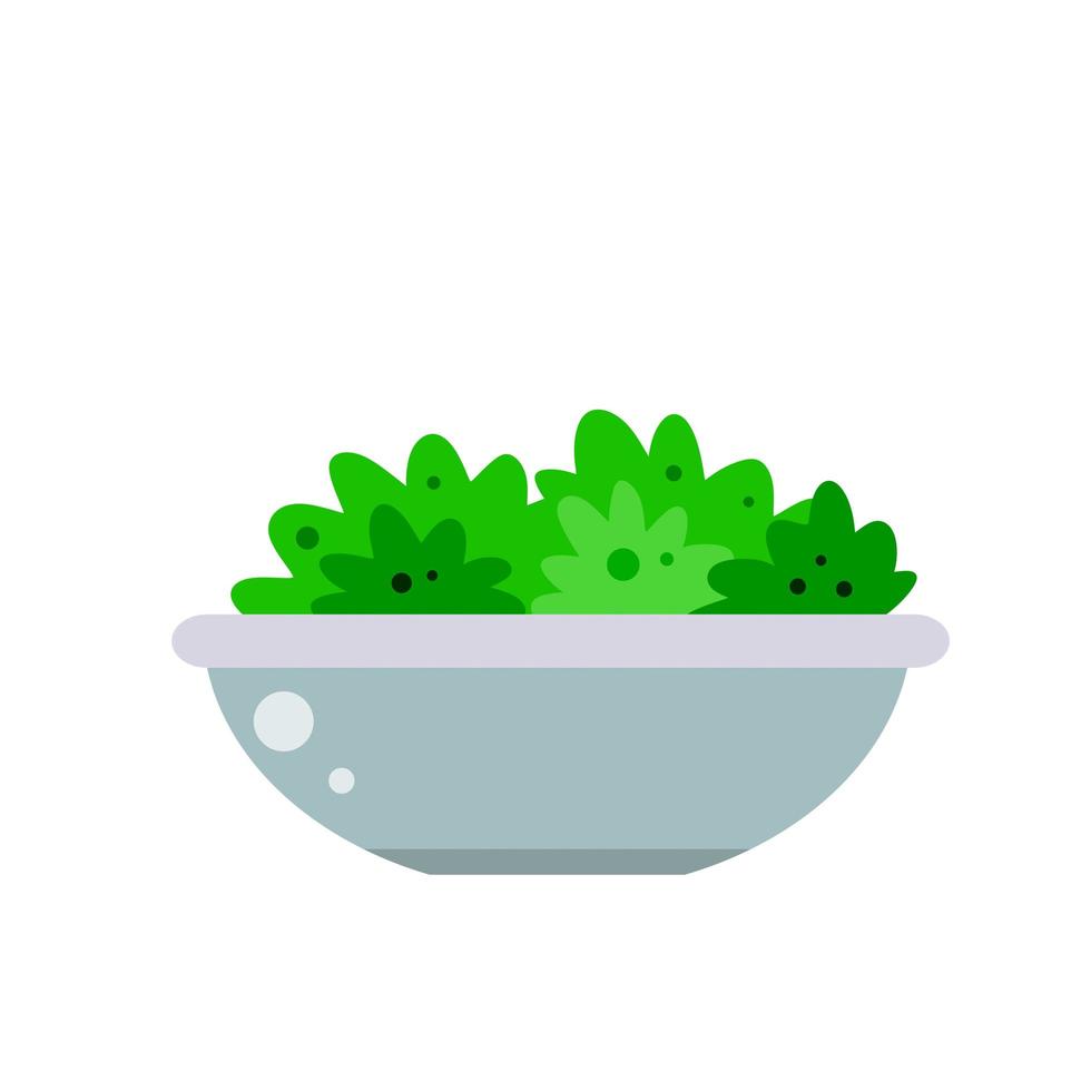 groentesalade met groene bladeren in plaat. vector