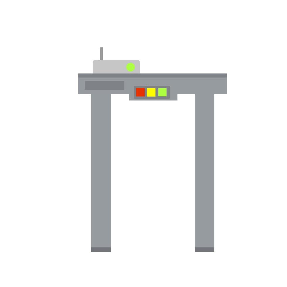 metaaldetector. veiligheidsframe. controleren van gevaarlijke voorwerpen. apparatuur voor terrorismebestrijding op de luchthaven. moderne technologische poorten en ingang. platte illustratie vector