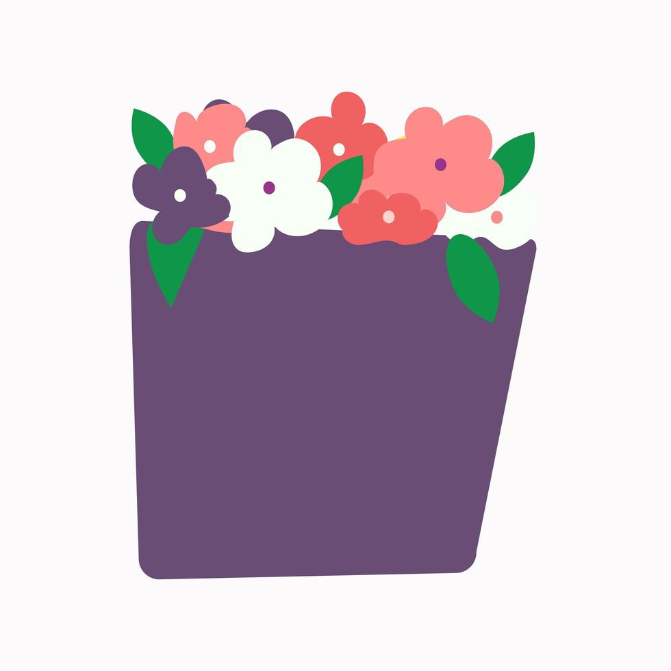 boeket van gele en paarse en roze bloemen. voor ansichtkaarten en stickers vector