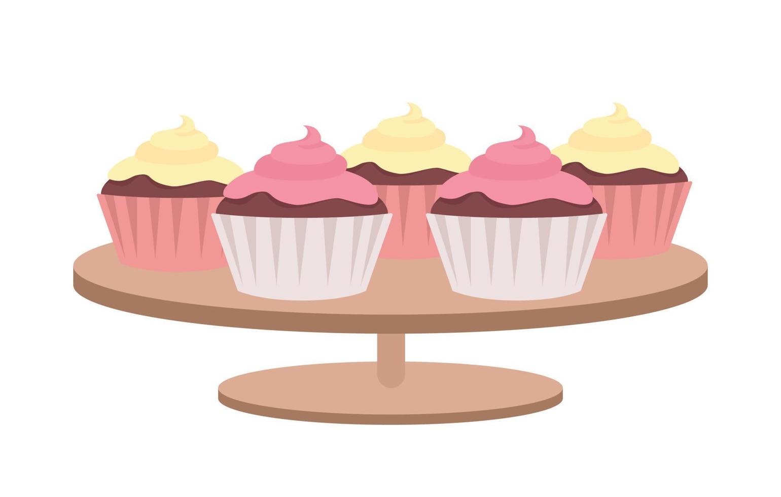 muffins met slagroom semi-egale kleur vectorobject vector