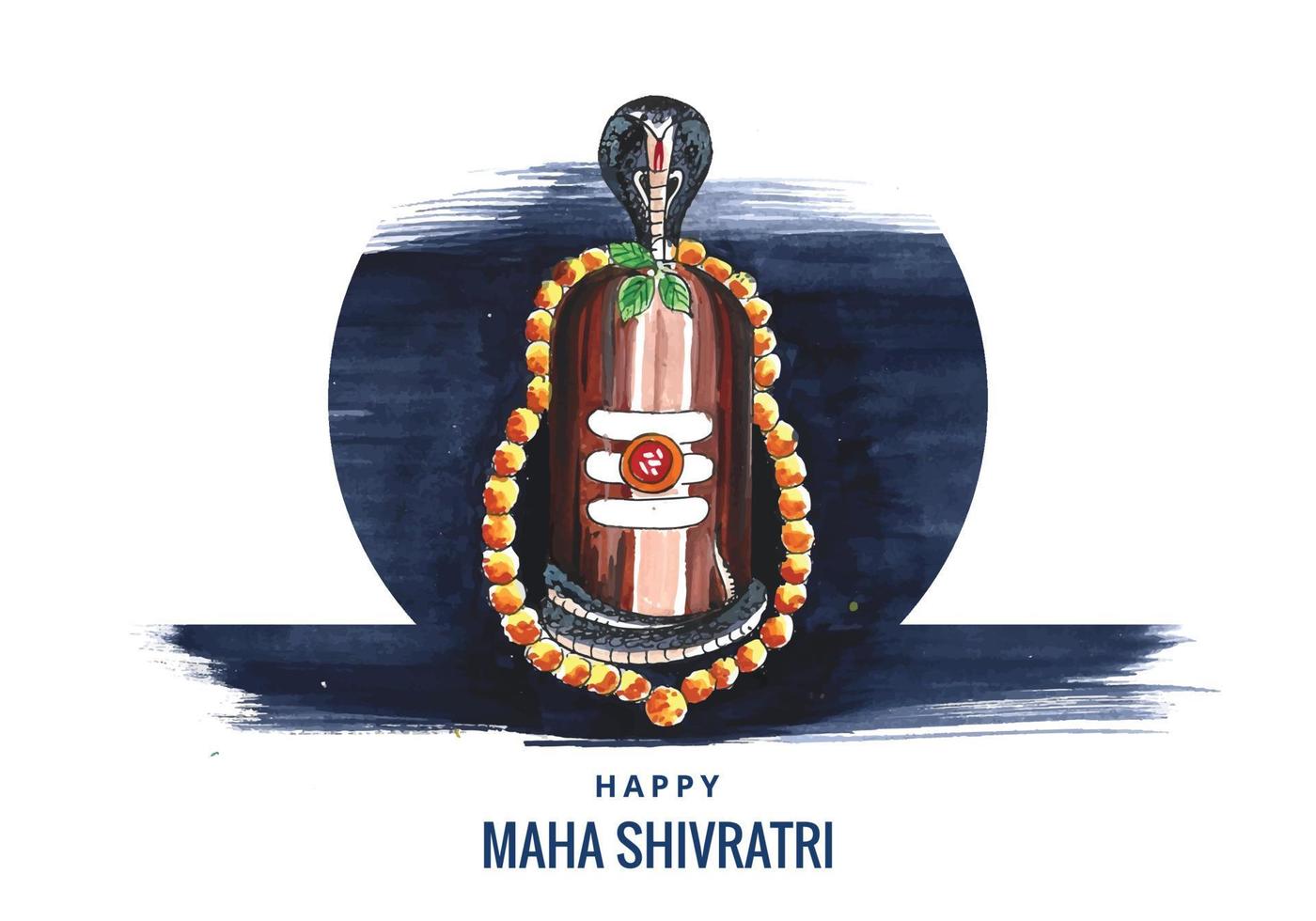 Maha Shivratri-festivalgroet met sjivling-kaartachtergrond vector