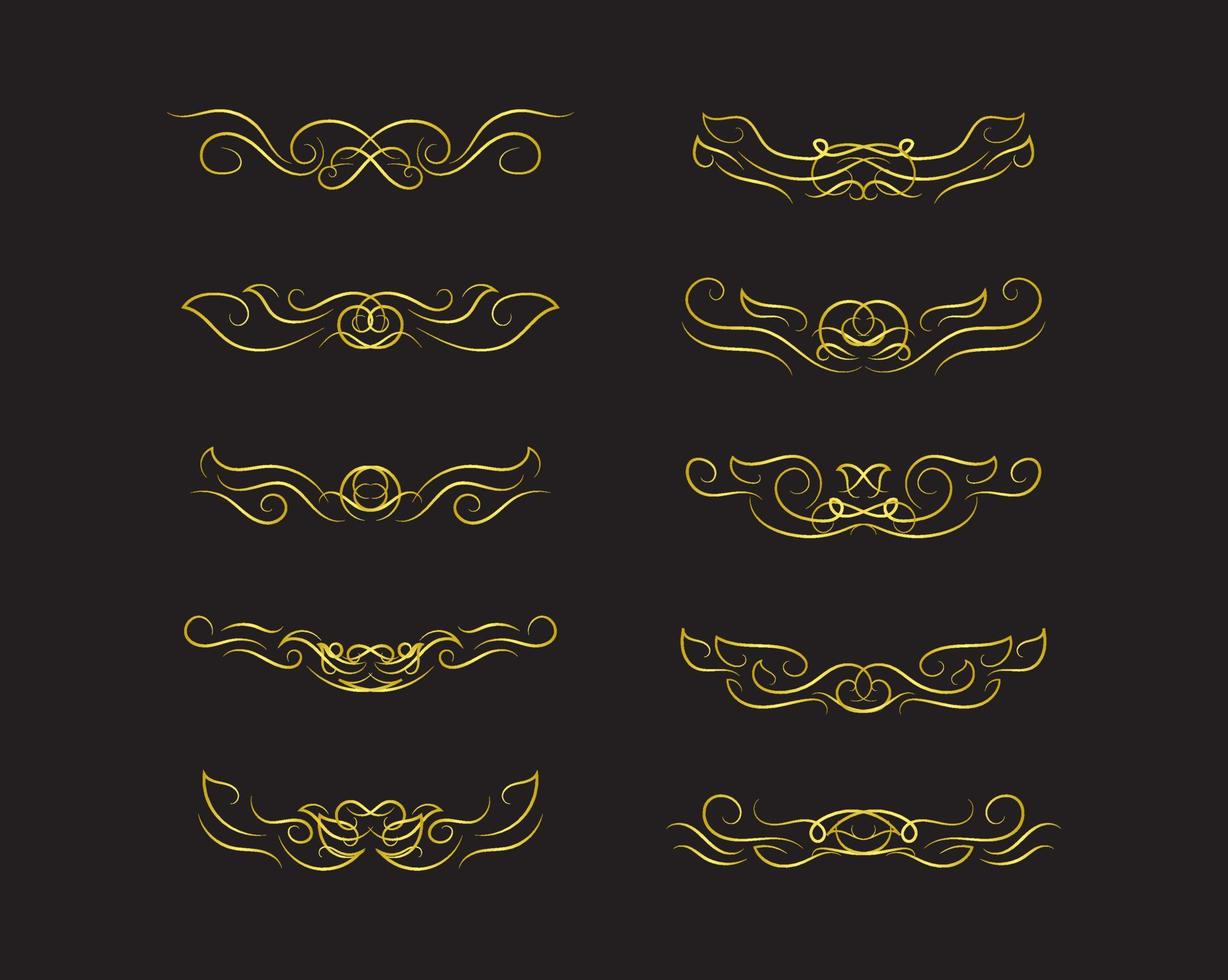 gouden randen elementen set collectie, ornament vector