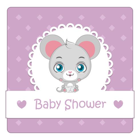 Babydouche kaart met schattige muis vector