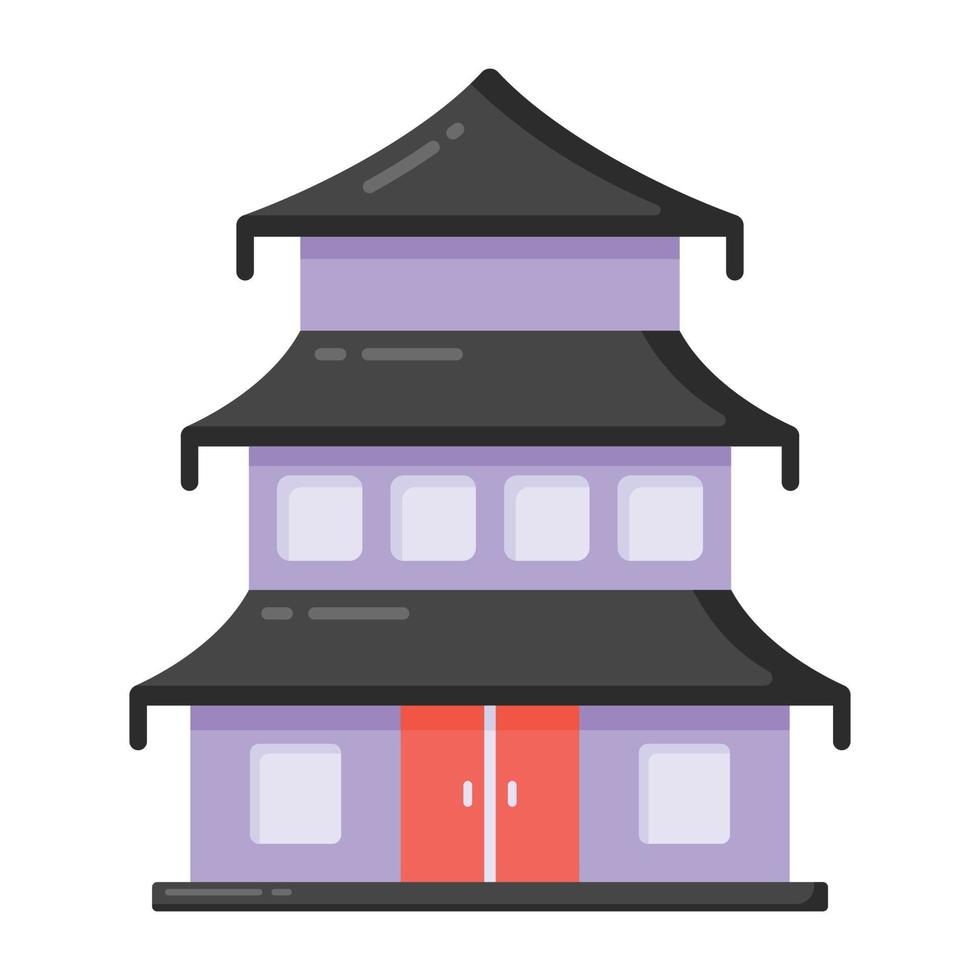 chinese tempel hemel pagode in moderne vlakke stijl, tuinhuisje vector