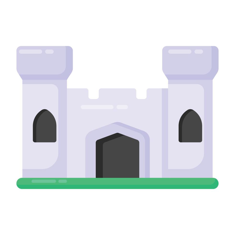 een middeleeuws fort gebouw in flat icon vector