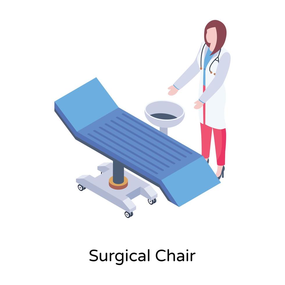 een illustratie van een chirurgische stoel in isometrisch ontwerp vector