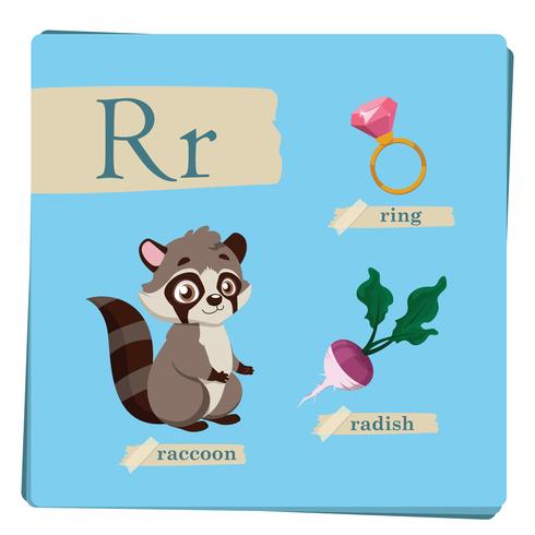 Kleurrijk alfabet voor kinderen - Letter R vector