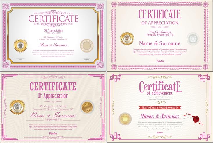 Set van prestatie certificaatontwerp met zeehonden vector