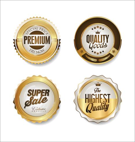 Luxe premium gouden insignes en labels vector