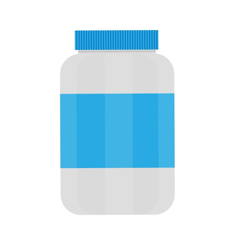 plastic pot voor pillen. lege container, fles, vector pictogram geïsoleerd op wit