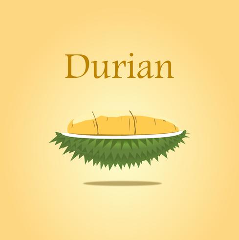 Durian-ontwerp voor affichevector en illustratie op geïsoleerde gele achtergrond. vector