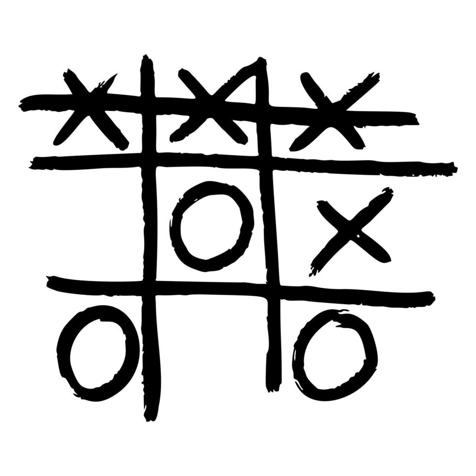 Tic Tac Toe geschetst geïsoleerd. vintage spel in de hand getekende stijl. vector