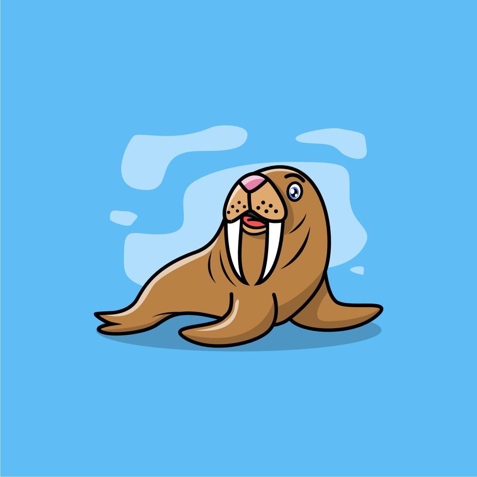 schattige vector walrus cartoon kawaii