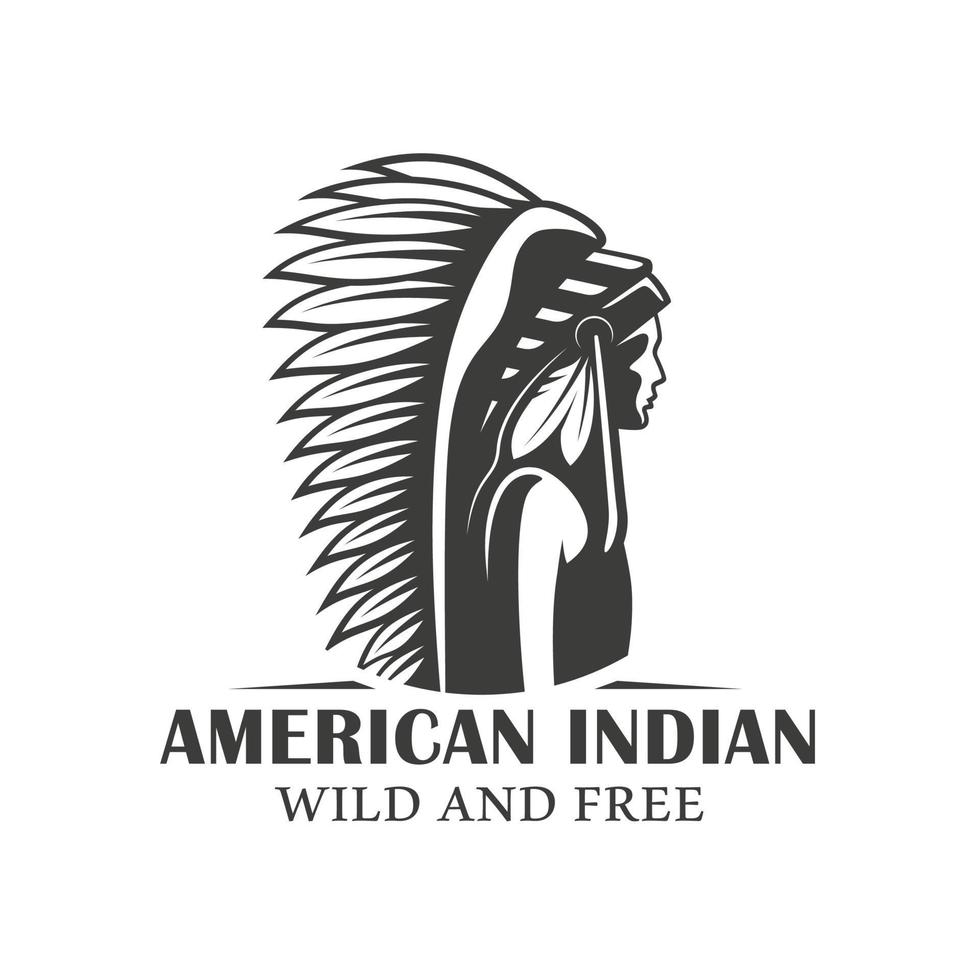 vintage logo van de amerikaanse indiaan vector