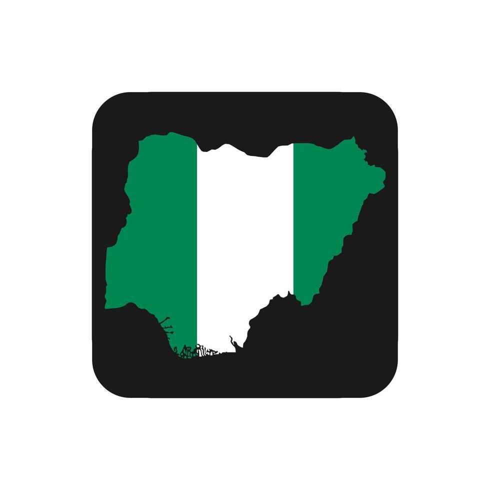 Nigeria kaart silhouet met vlag op zwarte achtergrond vector