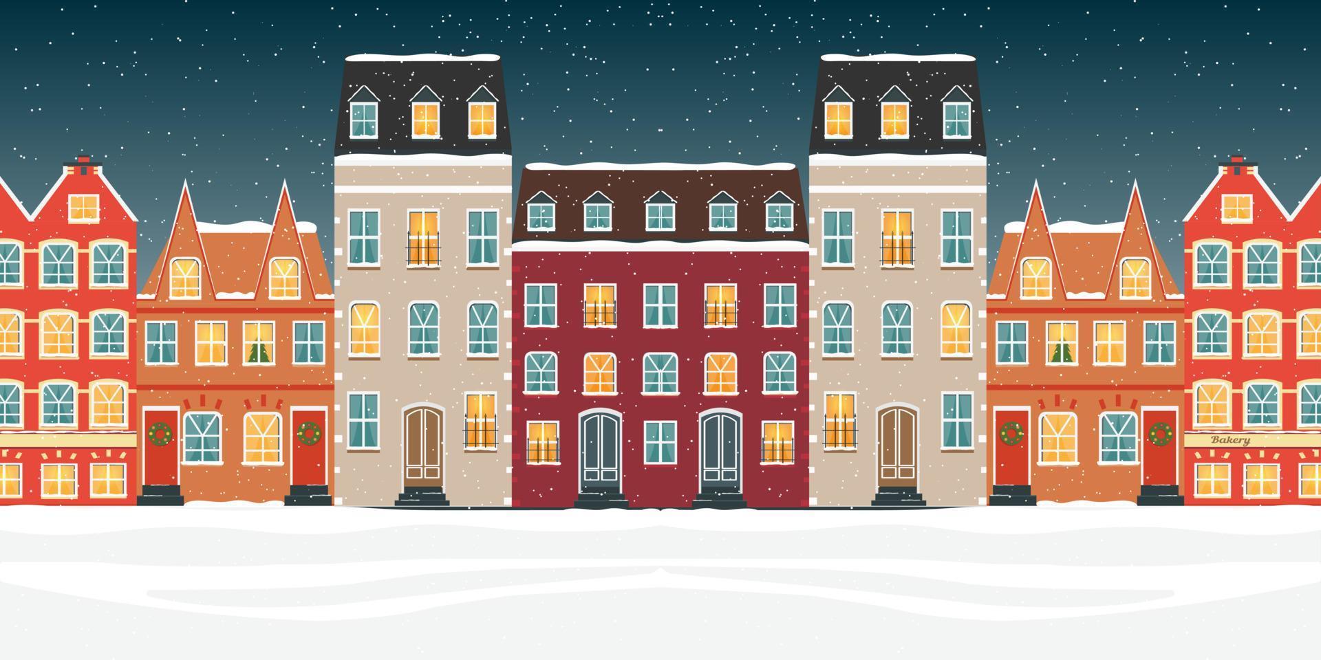 scandi kleurrijke huizen. scandinavische stijl stad achtergrond vector