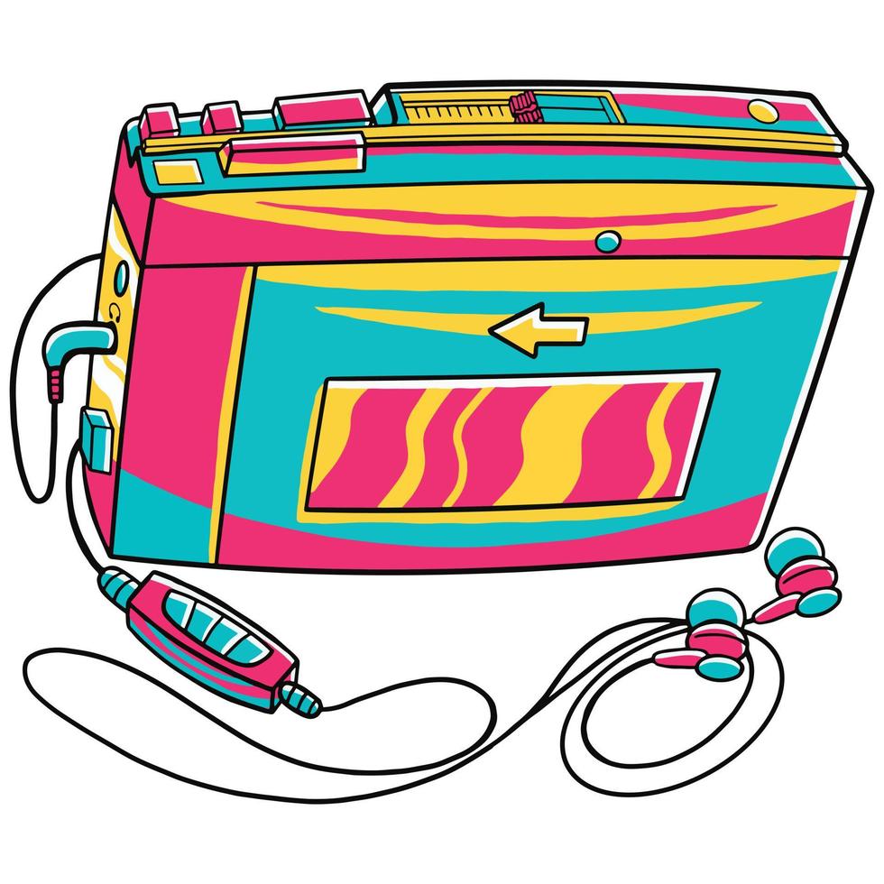 cassettespeler in platte ontwerpstijl vector