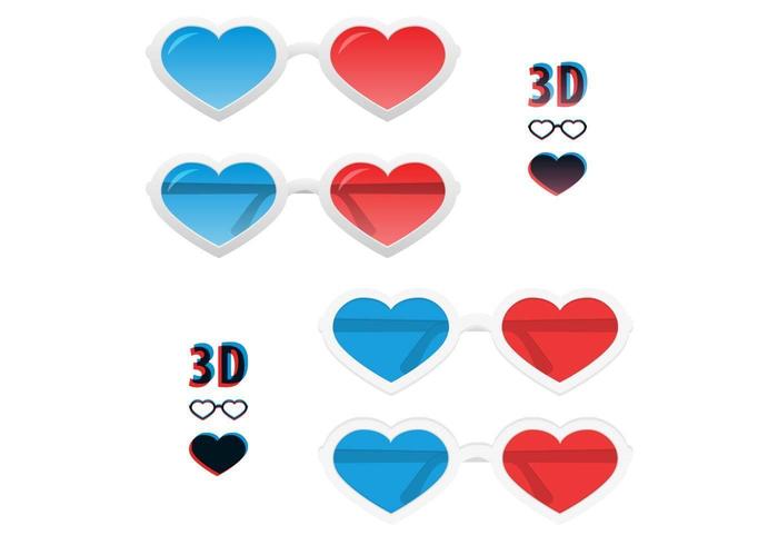 3D hart bril vector pack
