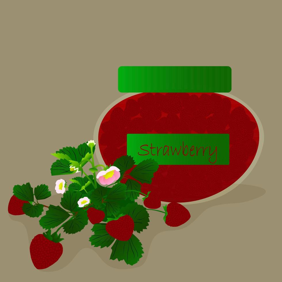 potje aardbeienjam. vector