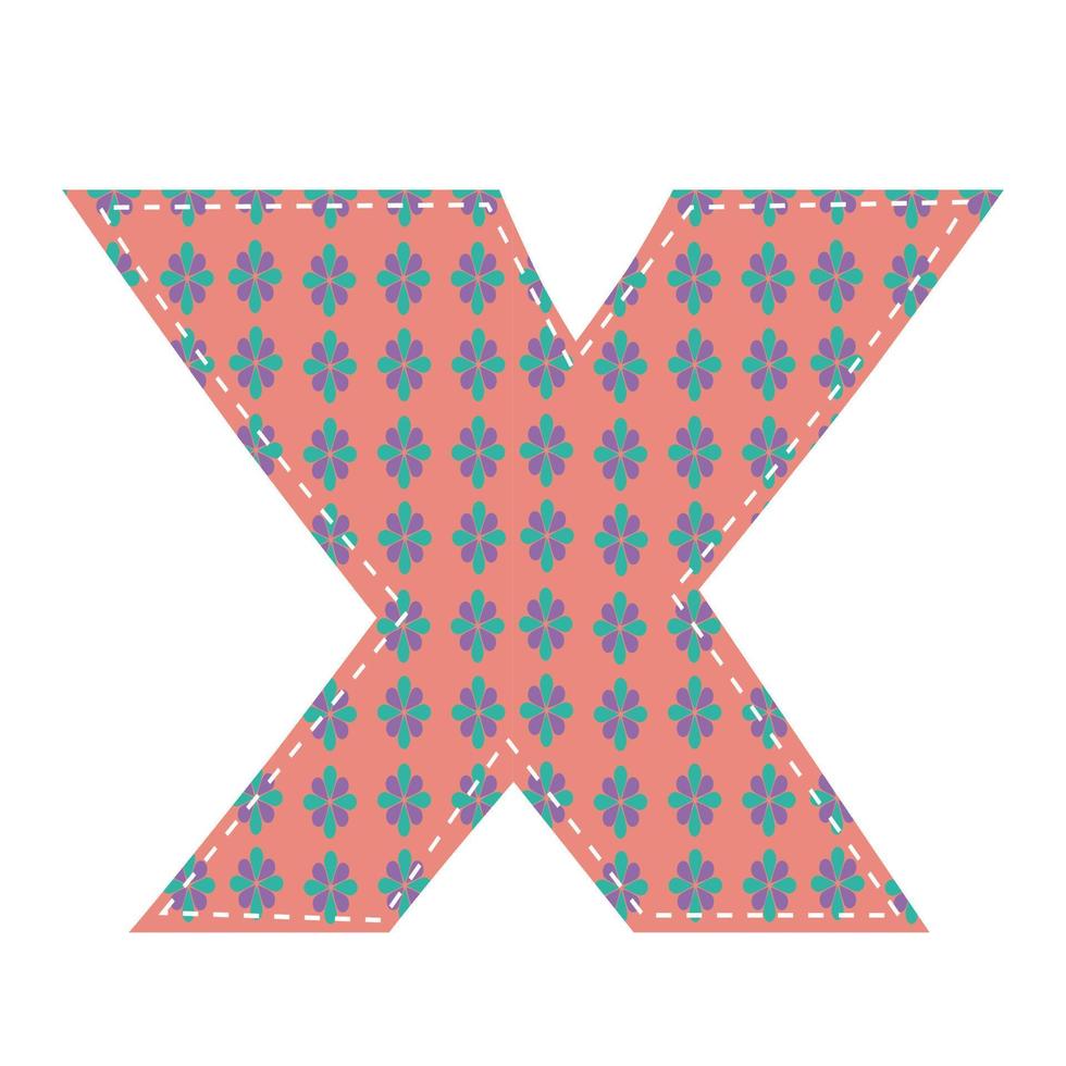 illustratie van een hoofdletter x in de patchworkstijl. vector