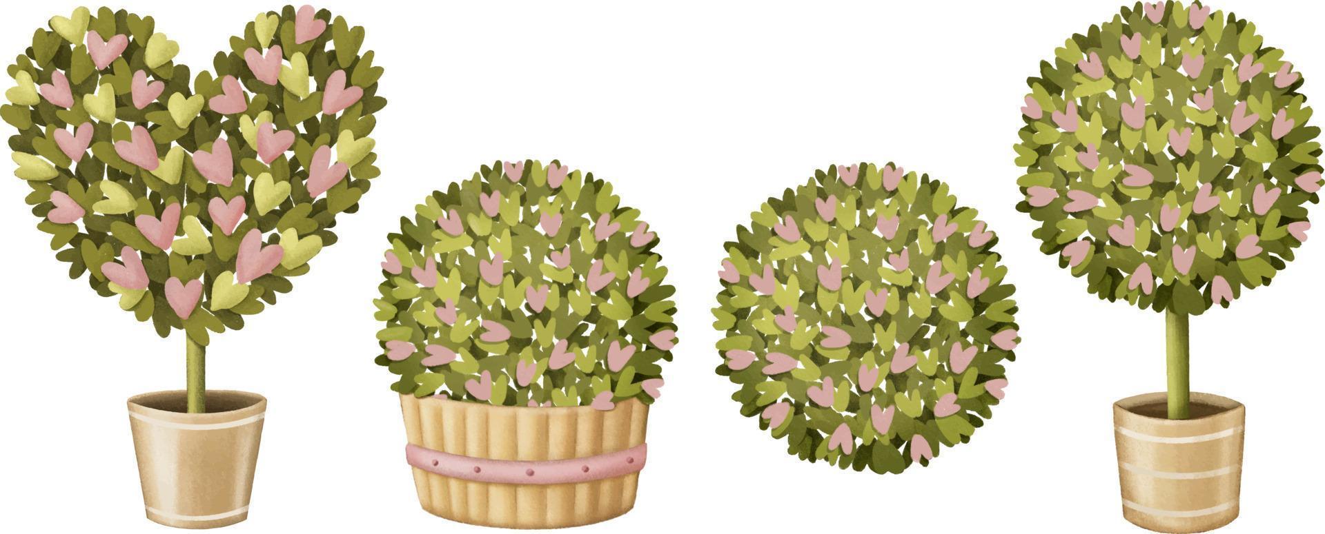 schattige potlood getekende kamerplanten clipart set vector