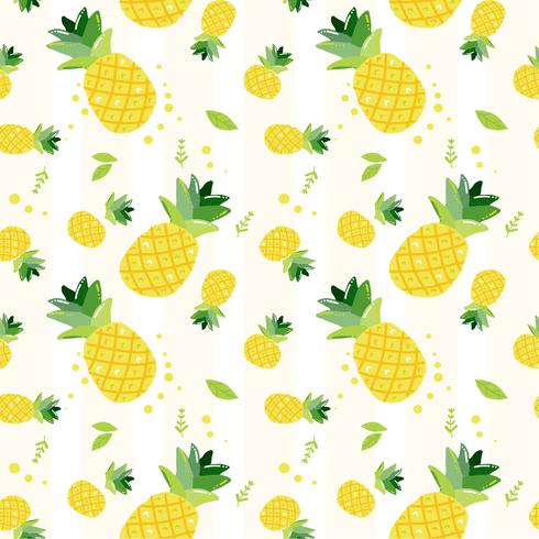 schattig hand tekenen doodle zomer ananas fruit patroon naadloze achtergrond vector