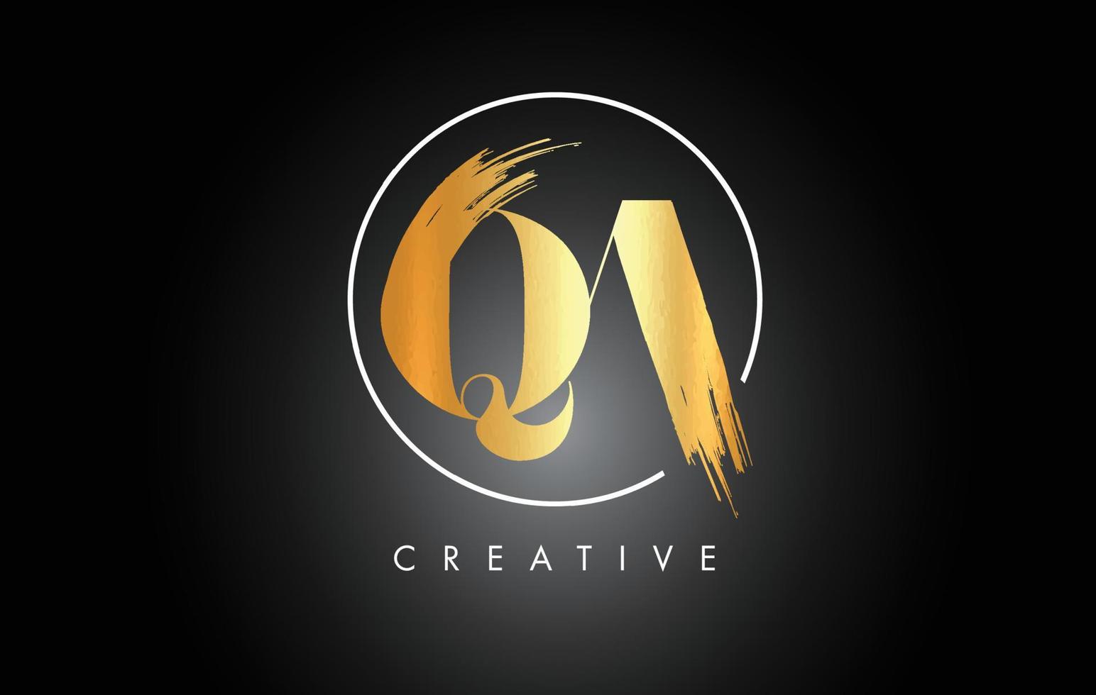 gouden qa penseelstreek brief logo ontwerp. zwarte verf logo letters pictogram. vector
