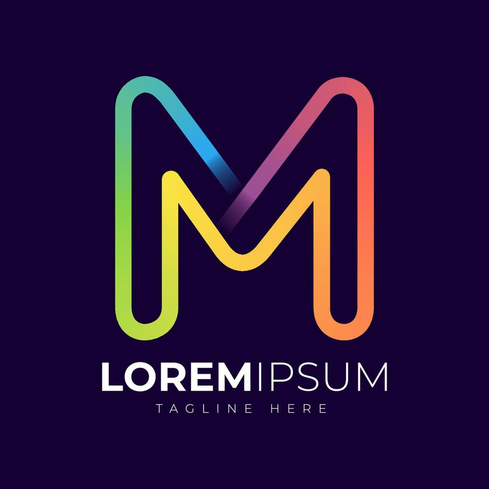 letter m-logo ontwerpsjabloon. creatieve moderne trendy m typografie en kleurrijk verloop vector