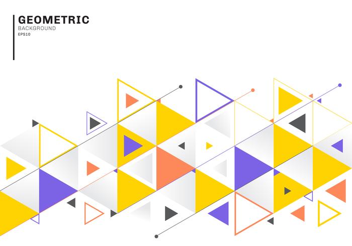 Abstract achtergrondmalplaatje met kleurrijke driehoeken en pijlen voor zaken en communicatie in vlakke stijl. Geometrisch patroon minimaal ontwerp. vector