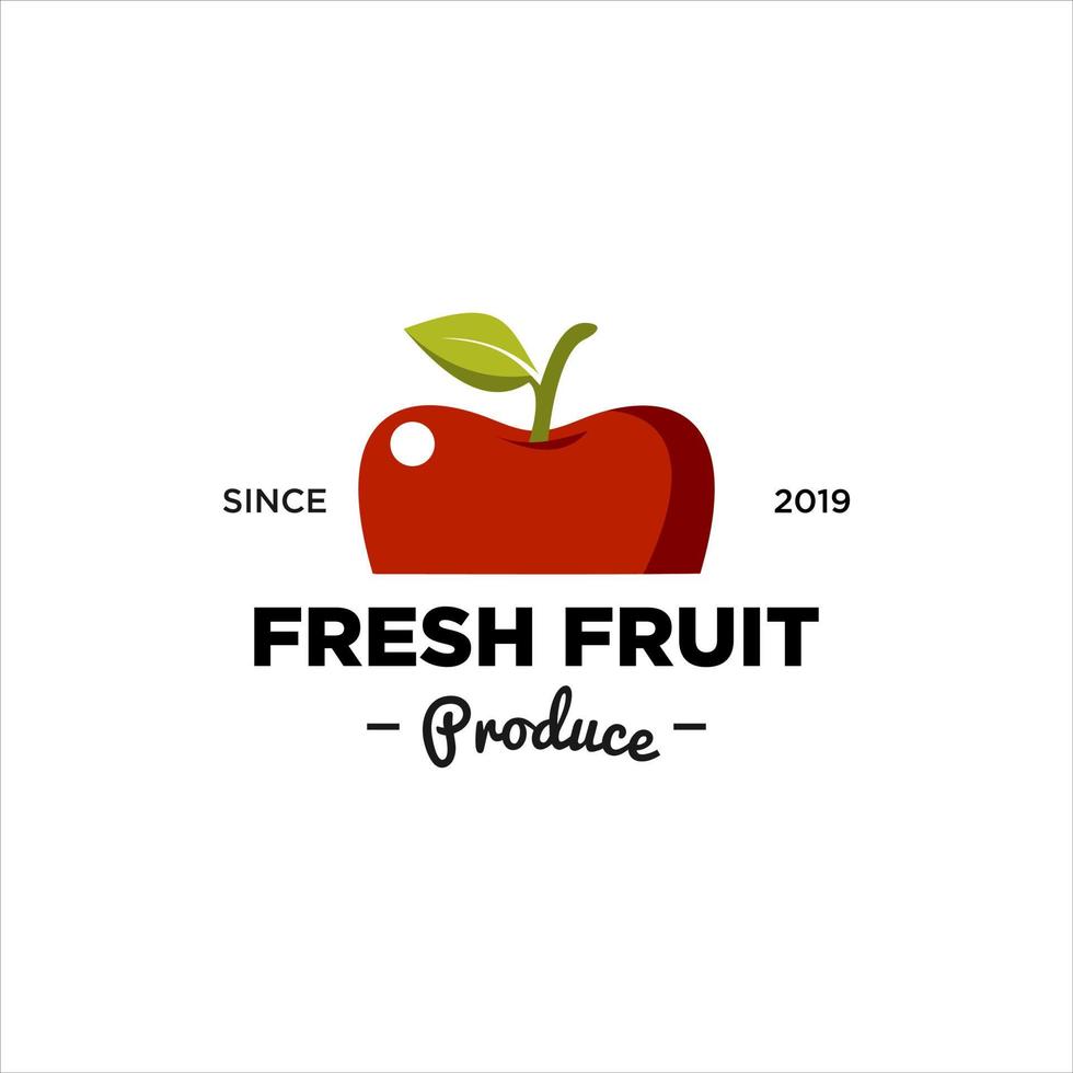 kruidenier logo fruit produceren badge appel vers vector ontwerp idee