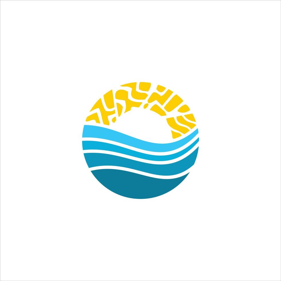 moderne eenvoudige abstracte levendige kleuren zon en zee logo ontwerpidee vector