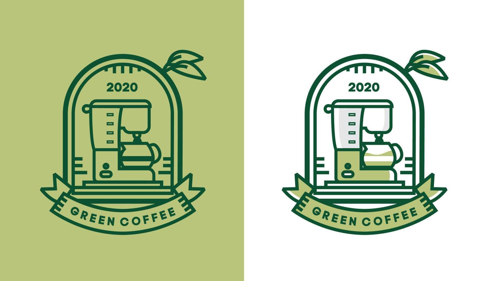 koffie-logo-ontwerp, modern vintage koffiezetapparaat voor café-logo, geschikt voor voedingsmiddelen en dranken vector