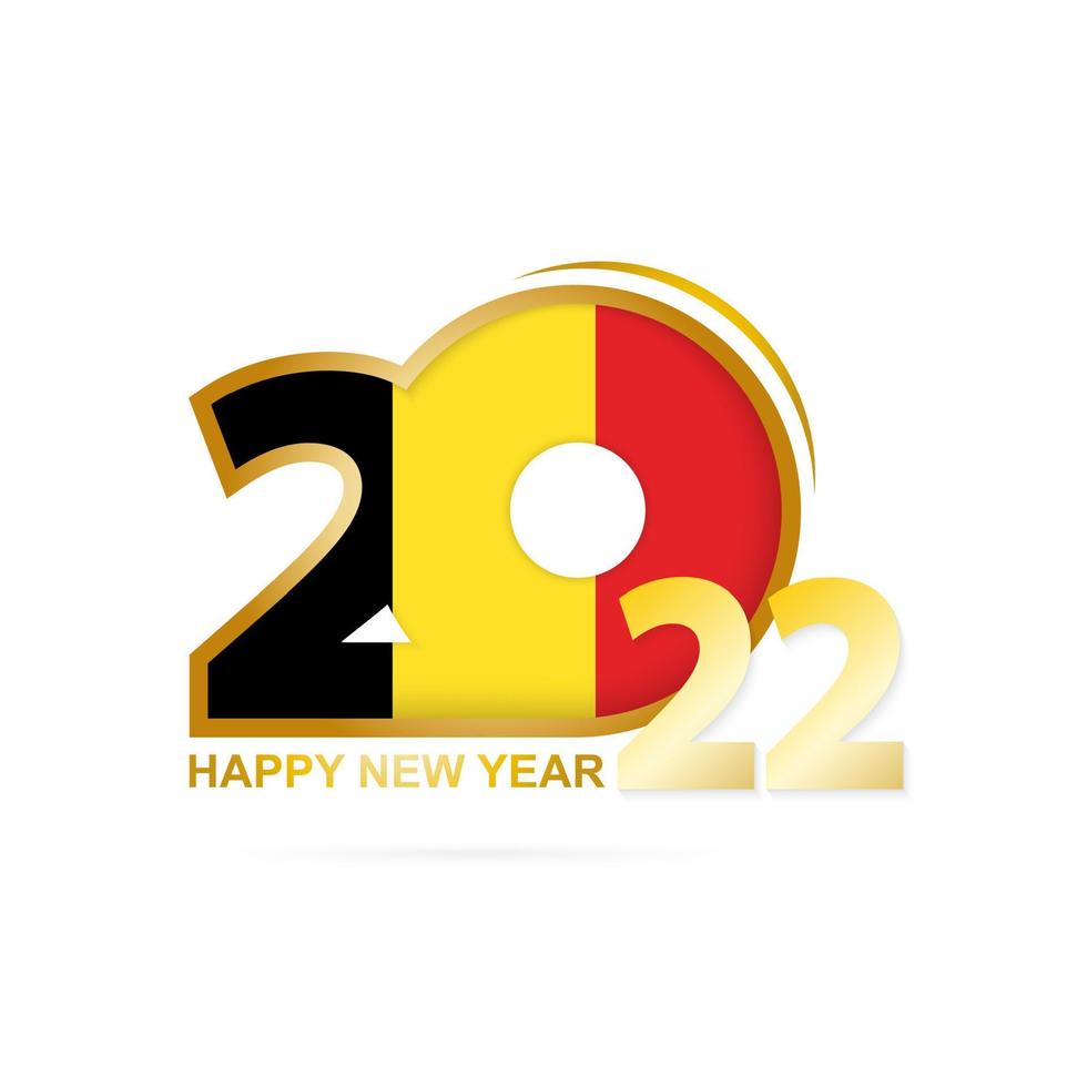 jaar 2022 met Belgisch vlagpatroon. gelukkig nieuwjaar ontwerp. vector
