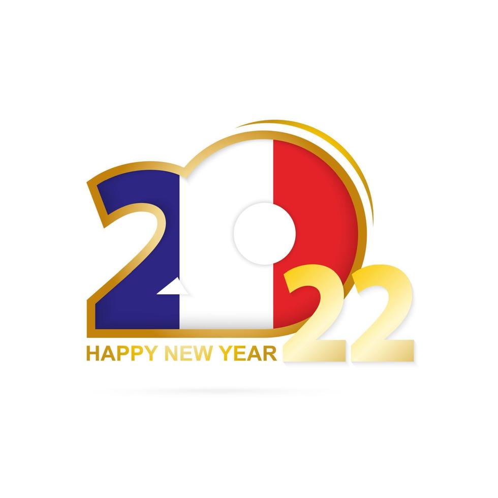 jaar 2022 met vlagpatroon van Frankrijk. gelukkig nieuwjaar ontwerp. vector