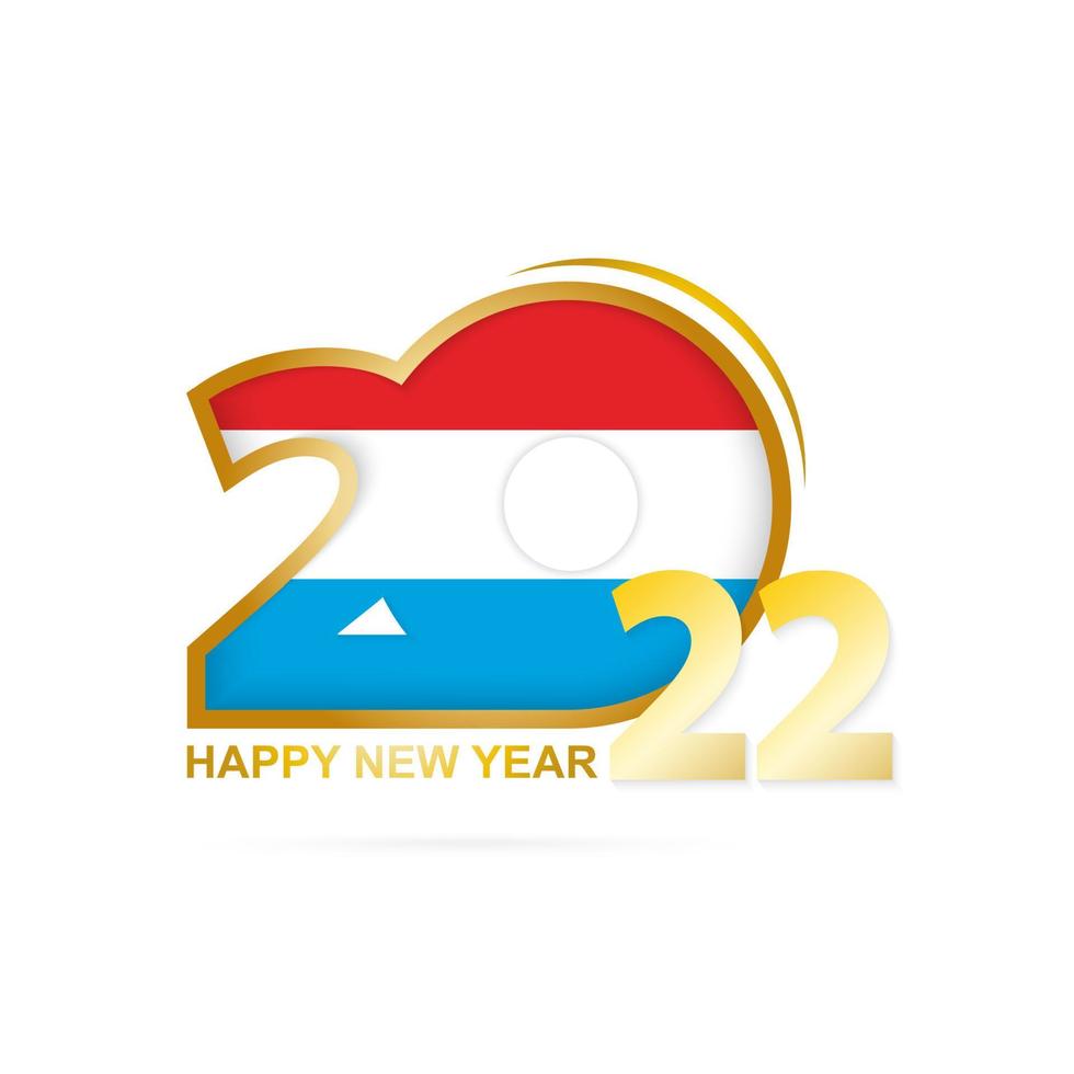 jaar 2022 met Luxemburgs vlagpatroon. gelukkig nieuwjaar ontwerp. vector
