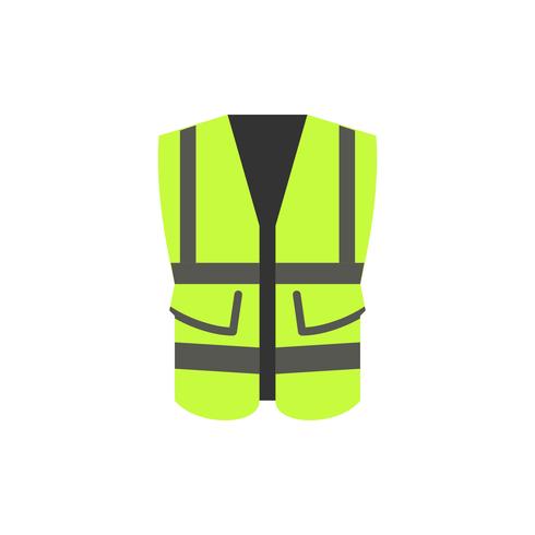 veiligheidsvest met zak platte pictogram vector