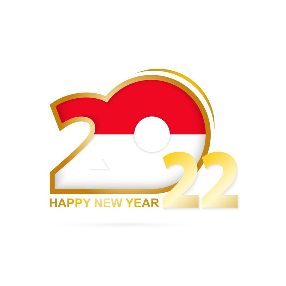 jaar 2022 met vlagpatroon van Monaco. gelukkig nieuwjaar ontwerp. vector