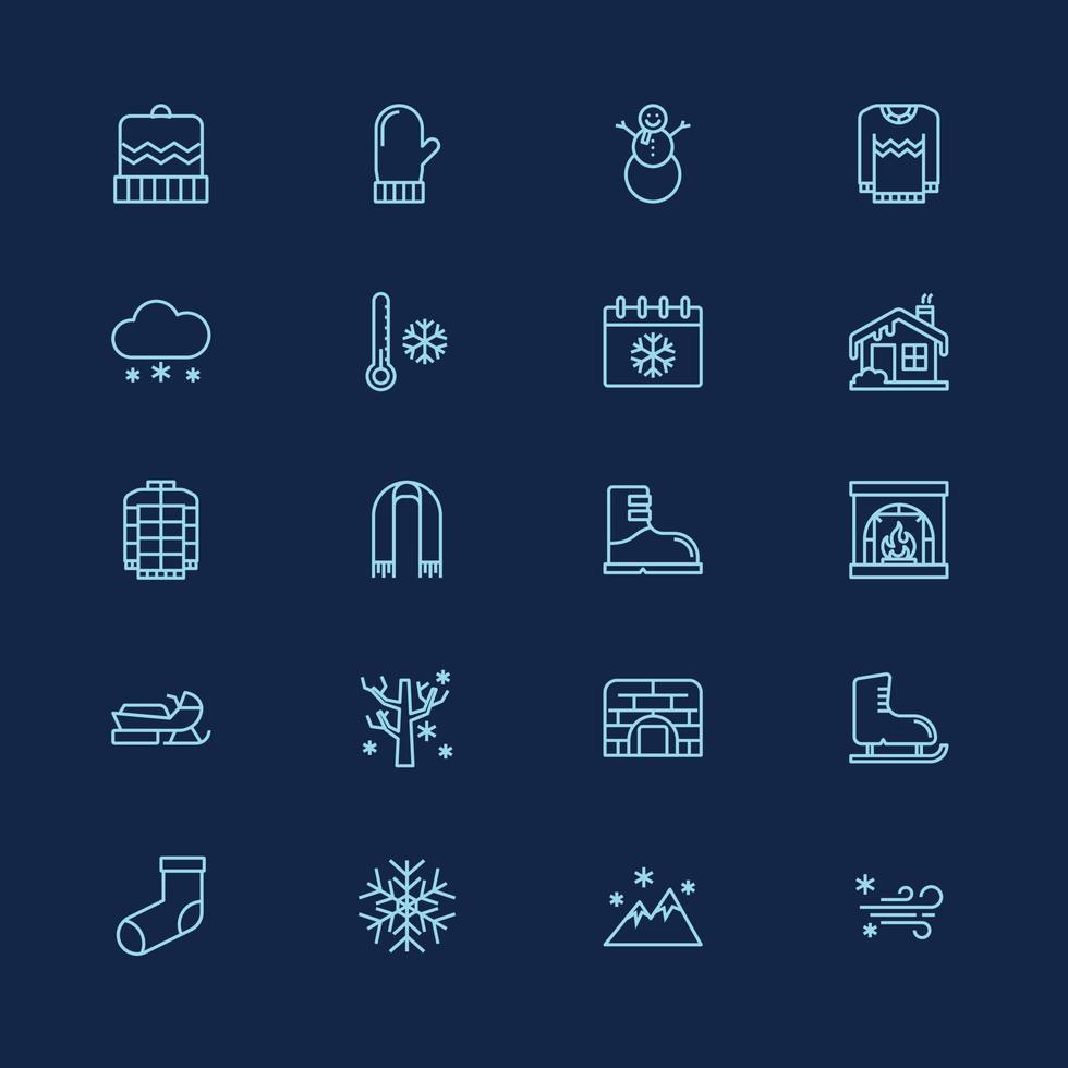 winter overzicht icon set vector