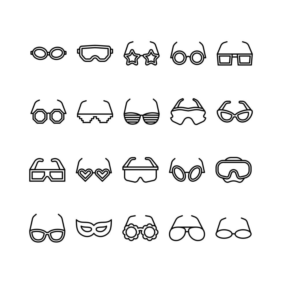 bril overzicht icon set vector