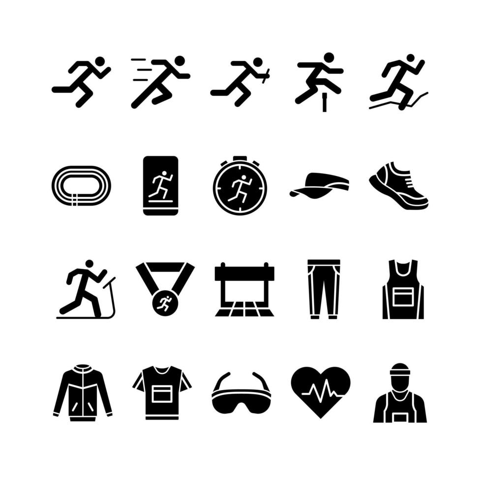 lopende glyph-pictogramset vector