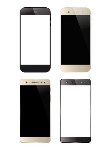 Vier zwart-witte smartphones vector