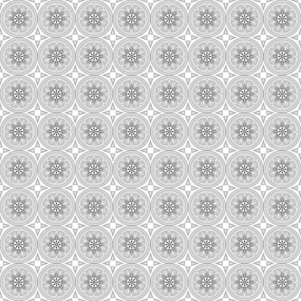 mandala bloem geometrische zwart-wit patroon. naadloze vector achtergrond vector in afbeelding