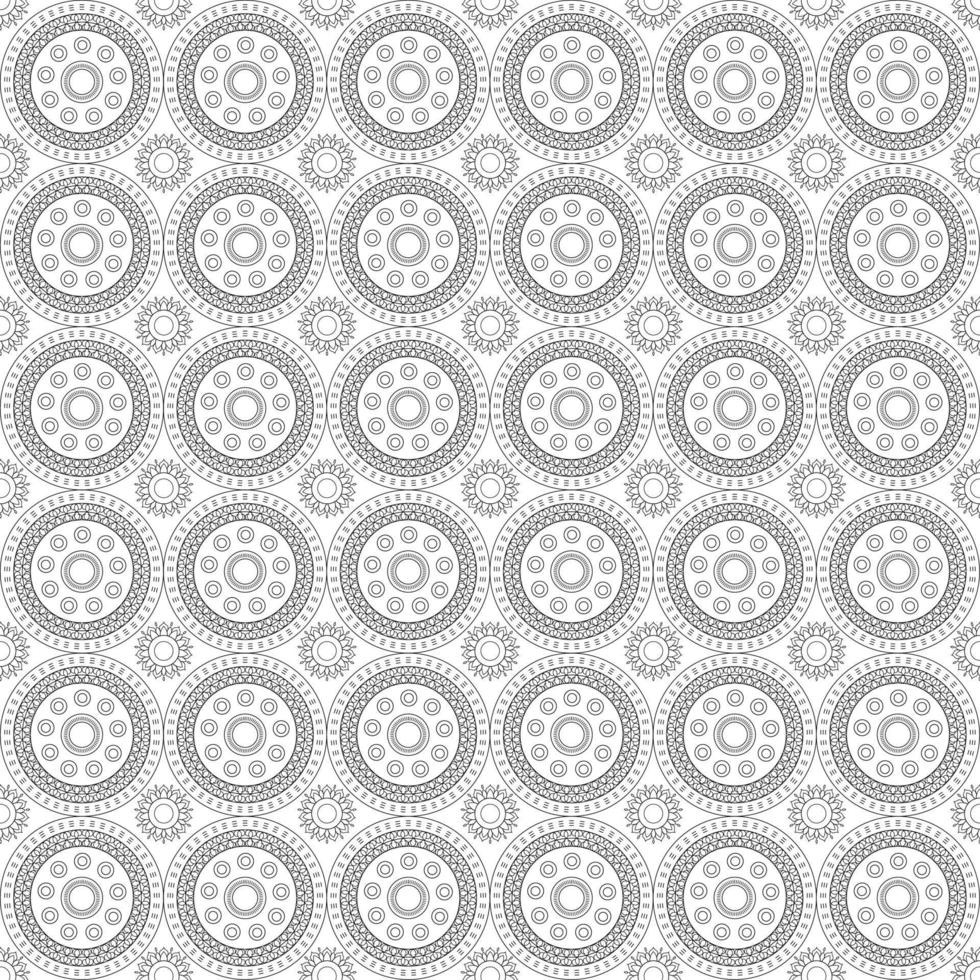 naadloze bloem mandala vector zwart-wit patroon. abstracte geometrische achtergrond. monochrome stijlvolle textuur vector in afbeelding