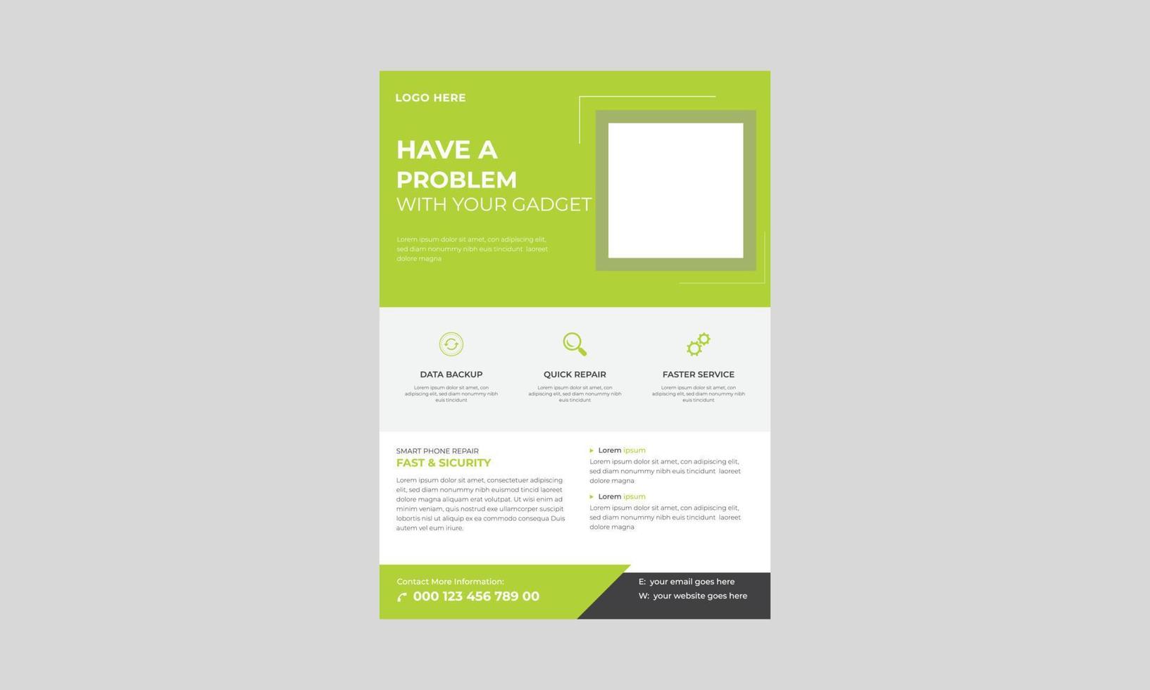 smartphone reparatie service flyer sjabloon, smartphone reparatie serviceconcept, telefoon reparatie service flyer. repareer uw telefoonservices-flyer. vector