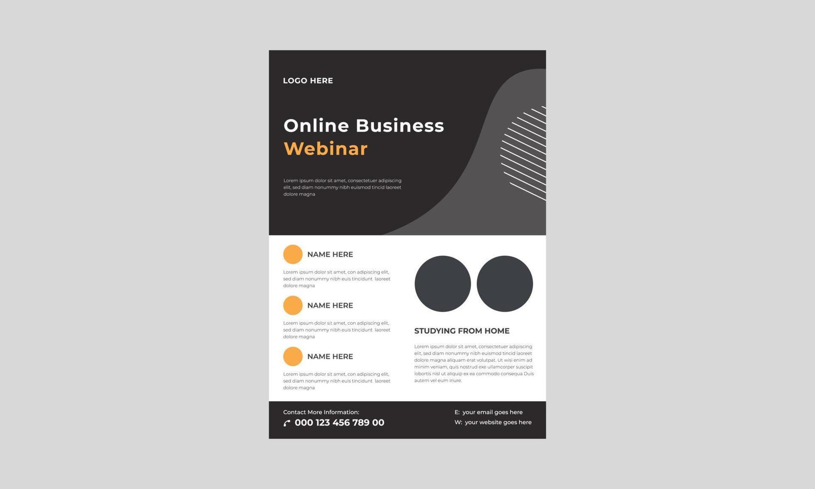 webinar uitnodigingssjabloon. banner live webinar-promotie voor flyer, creatieve webinar en andere online seminars, webinar flyer-ontwerpsjabloon voor online onderwijs. vector