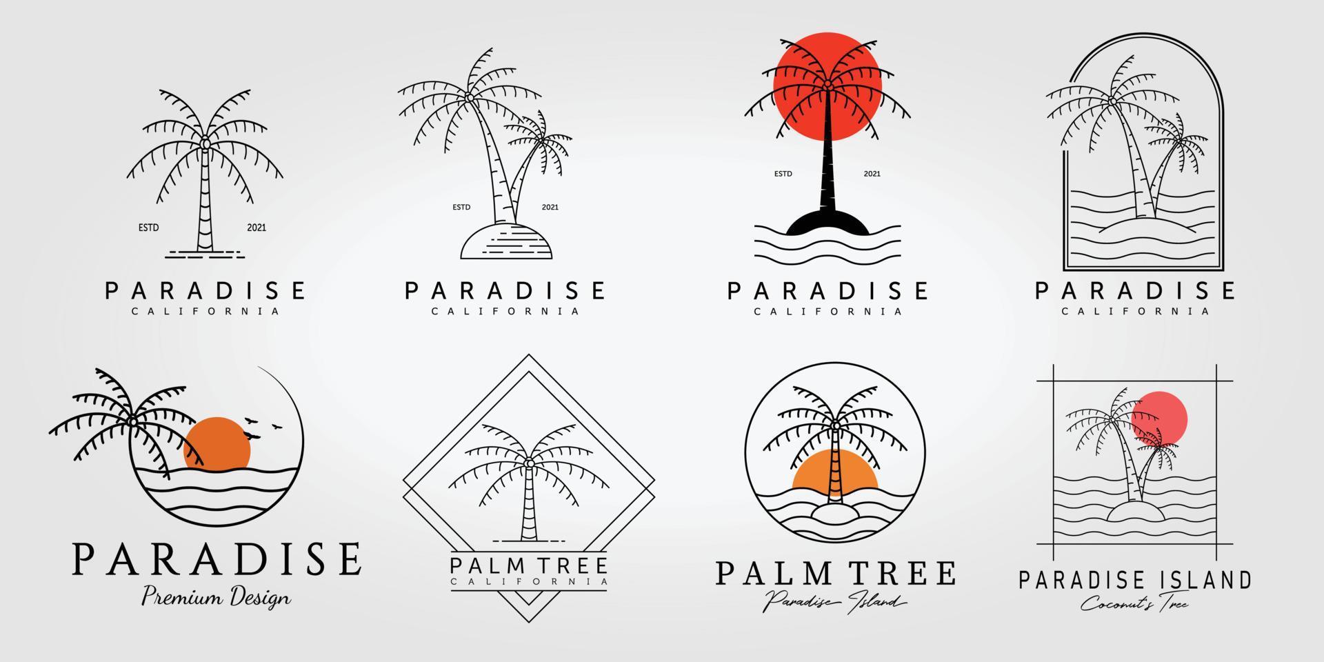 palmboom kokosnoot logo lijn kunst vector illustratie ontwerp