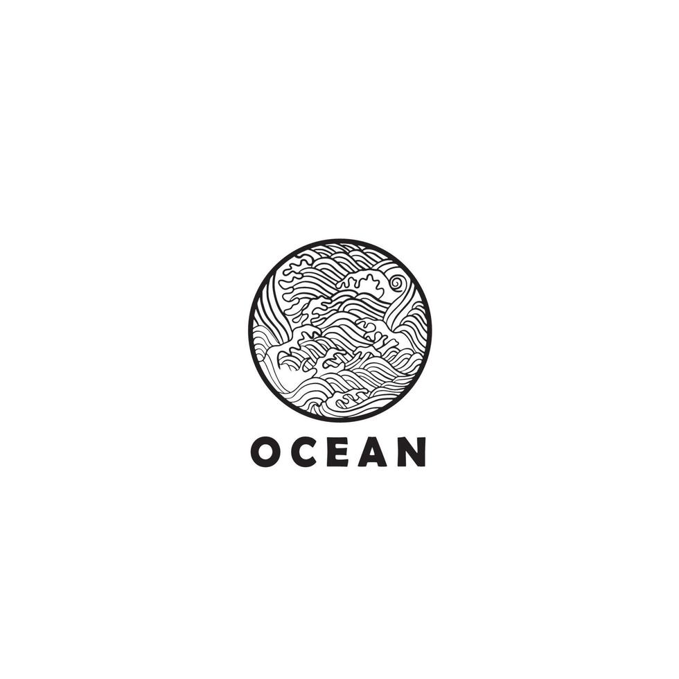 oceaan zee golf logo ontwerpsjabloon vector